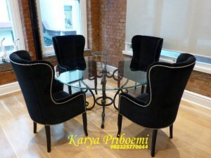 Set Meja Makan Kaca Kursi Wing