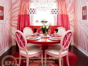 Set Meja Makan Vintage Pink